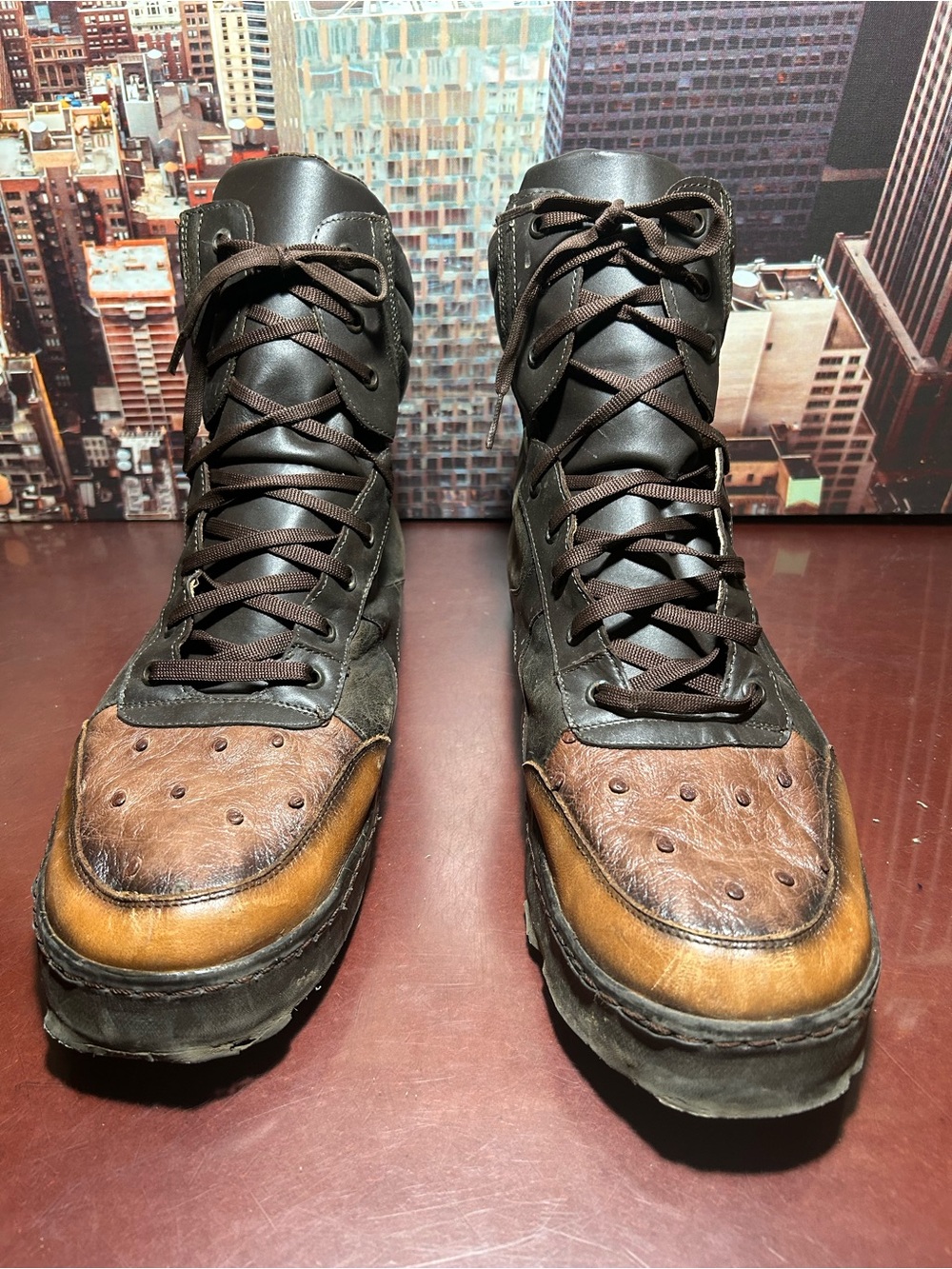 Belvedere Vgt Men's Brown Leather Lace-Up Boots Sz 13